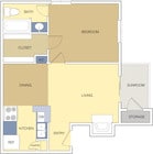 614 SQFT. - FLOOR PLAN