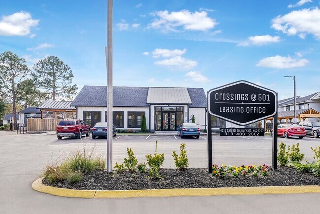 Unveil the charm of Crossings @ 501 Apartments, where modern design meets inviting hospitality. Explore our stylish leasing office and vibrant community atmosphere. Take the first step towards your new home today!