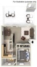 1 Bed/1Bath 622ft²-703ft² Apartment