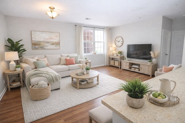 Living Room (Staged) - Apartments at The Schoolhouse