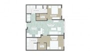 Merion floor plan - 2 bed, 2 bath - 1,057 sf
