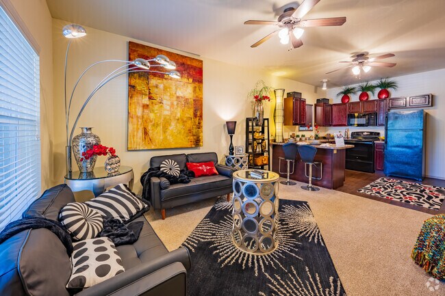 1BA, 1BR - Living room and kitchen - The Greens at Coffee Creek
