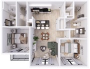 Explore your new home with this stylish and efficient apartment floor plan.