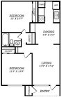 2 Bedroom/1 Bath - B1/B2 Layout