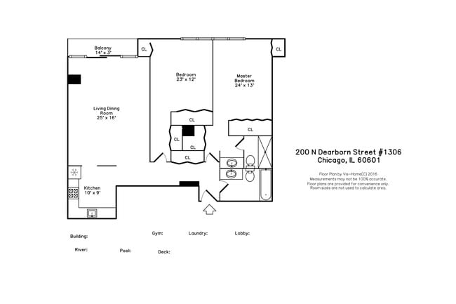 Floor Plan - 200 N Dearborn St Condo Unit 1306