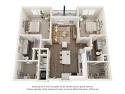 The Cypress | 2 Bed + 2 Bath Apartment | 1,140 SF