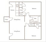 2 bedroom 1 bathroom 840 Sq Ft