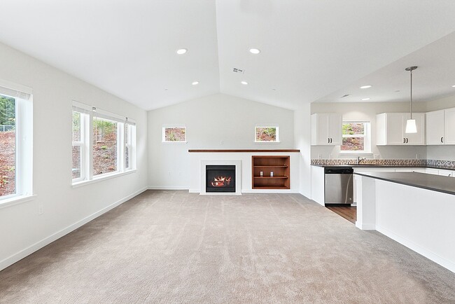 Spacious living room with gas fireplace