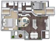 Two Bedroom, Two Bath
