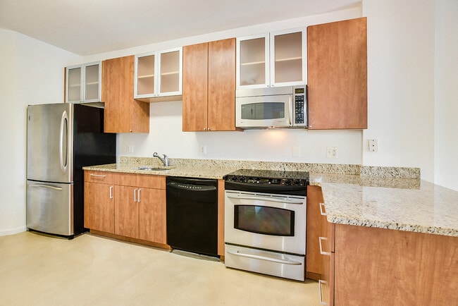 Renovated kitchen with granite countertops and stainless steel appliances - Kalorama Park