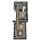 Robert J: 1 Bedroom x 1 Bath Apartment Floorplan at Depot Square Flats, Batesville, Indiana 47006