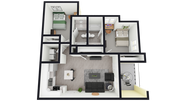B: 2 Bed 2 Bath