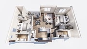 Explore this stylish 2-bedroom apartment floor plan offering modern amenities and spacious living areas.