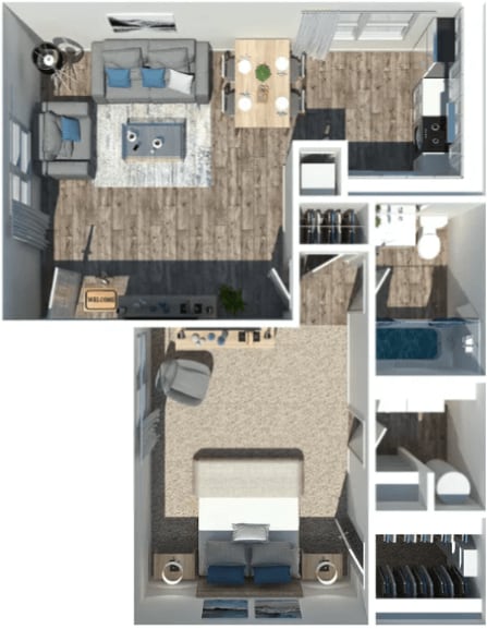 Floor Plan - 1 Bed 1 Bath