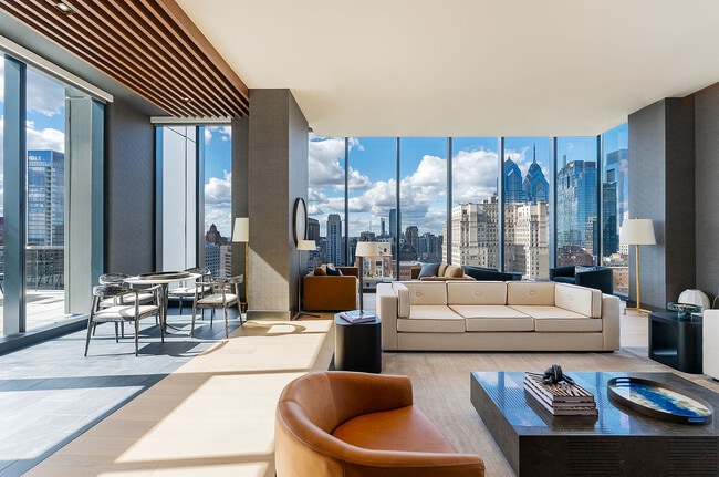 Resident Lounge Overlooking Center City Skyline