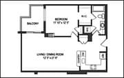 1BR/1BA - 733 sq ft
