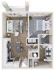 Plano de planta A3 de los apartamentos Ascend Brightleaf