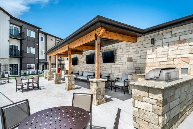 Pool cabana with grilling stations