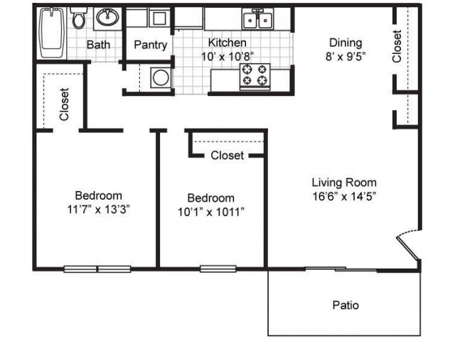 Maple: Two Bedroom, One Bath - Maple Premium