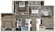 Two Bedroom One Bath Floor Plan
