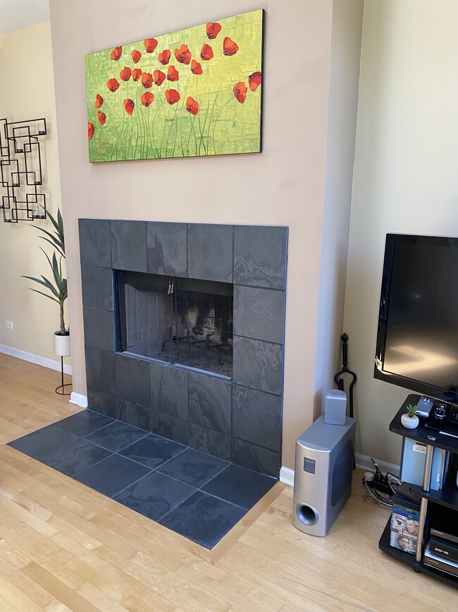 Fireplace is wood burning, has gas ignition - 3111 N Seminary Ave Unit 3S