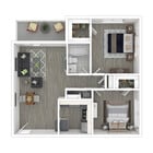 2 habitaciones, 1 baño, 741 pies. Cuadrados.