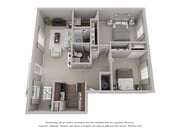 2 Bed 1.5 Bath Floor Plan
