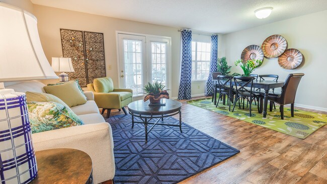 Open living and dining room