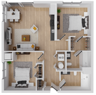 Moxie 2 - 875 square foot two bedroom, two bath apartment