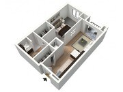 Espresso Furnished 3D Floor Plan