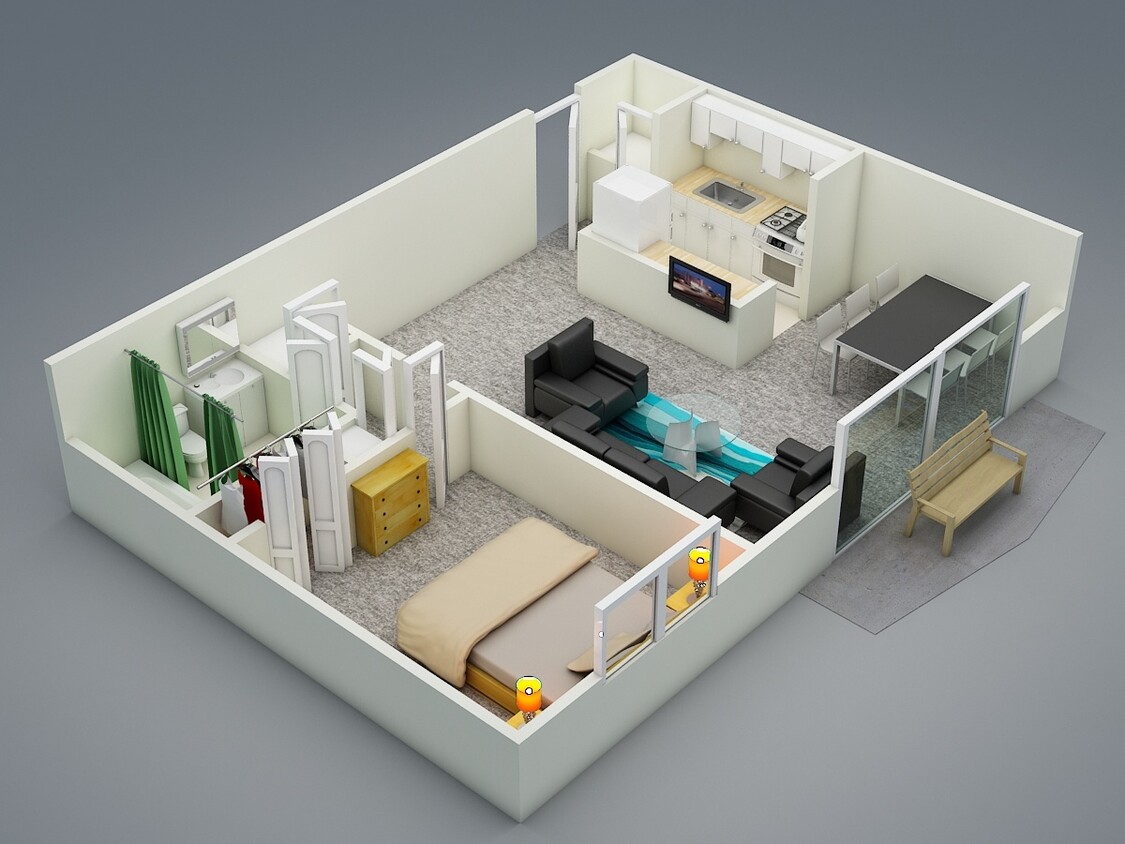 Floor Plan - 1 Bedroom 1 Bathroom