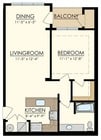1 Bedroom / 1 Bath / 748 Sq.Ft.