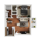 1 BR x 1 BA - C Floorplan - Classic