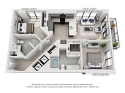 Two Bedroom Two Bath Penthouse (1,147 SF)
