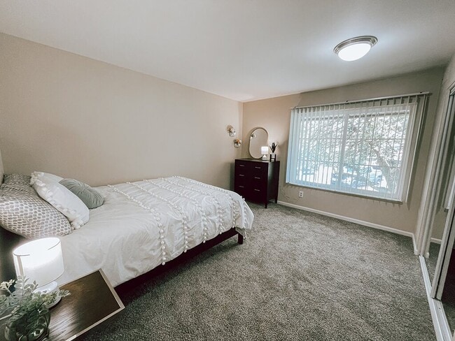 Carpeted Bedroom with Window and Closet