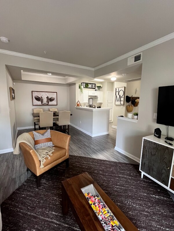 Living Room with Updated Kitchen Shot