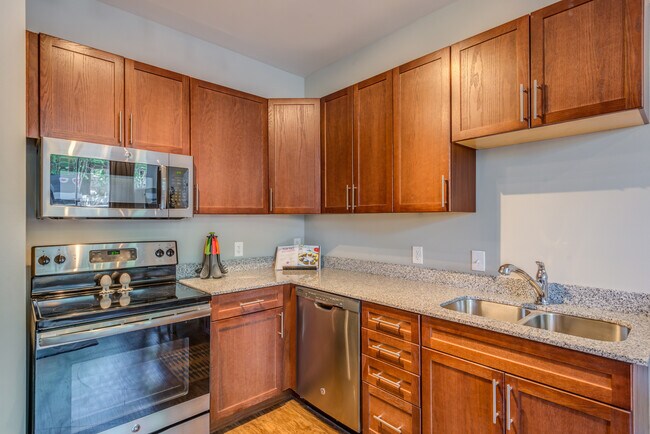 Cocina (encimeras de granito y electrodomésticos de acero inoxidable) - Vie Lofts at San Marcos