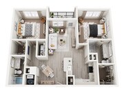 B1 - 2x2 floor plan Arcadia at Waterway Hills
