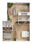 2 BEDROOM 1 BATHROOM. 850 SQ. FT.