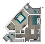 The IMPETUS | ONE BEDROOM, ONE BATH, 879 TOTAL SF WITH BALCONY/PATIO