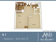 A1 1 Bedroom 1 Bath 663 SF
