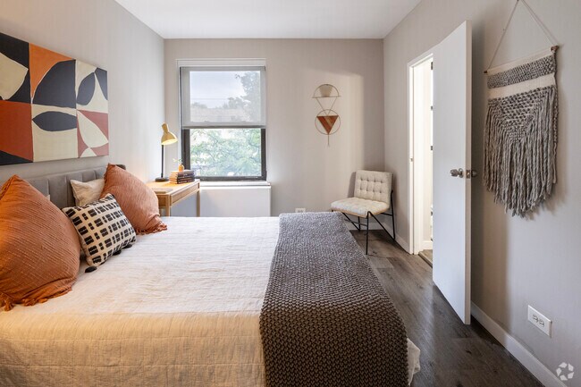 1BR,1BA - 550SF Primary Bedroom - Times Square Apartments