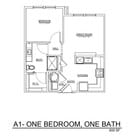 Un dormitorio/un baño, 600 pies cuadrados.