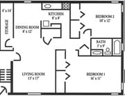 2 Bedroom 1 Bath Lower