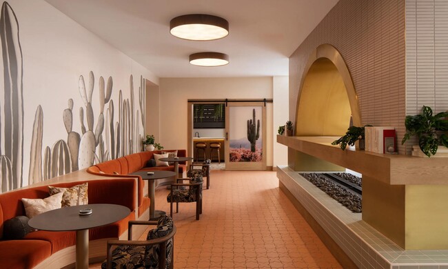 Desert-inspired design meets inviting lounge spaces at Modera Rio Salado—perfect for gathering or unwinding in style.