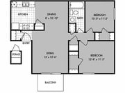 B 2bd/1ba 918 sf