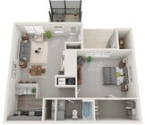 One Bedroom, 810 sqft, Fireplace, Screened-In Porch, Vaulted Ceiling, Third Floor Only