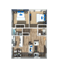Explore this beautifully designed two-bedroom apartment floor plan, perfect for modern living.