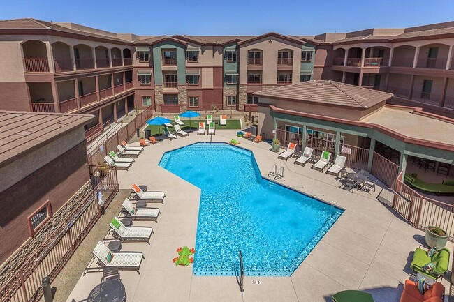 Overhead view of pool area - Ascend at Red Mountain Apartments