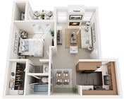 One Bedroom, One Bathroom, 565 sqft